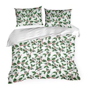 Kalėdinis patalynės užvalkalų komplektas PTR-12, baltas/raudonas/žalias, 160 x 200 cm