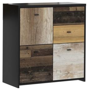 Komoda Forte Sanne SQNK223-C604, juoda/medžio, 29.6 cm x 77 cm x 77 cm