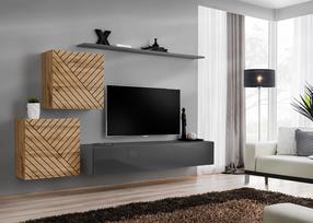 Svetainės baldų komplektas ASM Switch L V, grafito/wotan ąžuolo