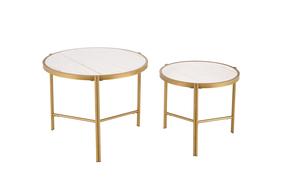 Kavos staliukų komplektas Domoletti, baltas, 48 - 63 cm x 48 cm x 43 - 50 cm, 2 vnt.