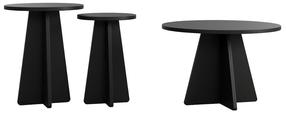 Kavos staliukų komplektas Kalune Design Mushroom, juodas, 30 - 60 cm x 60 cm x 40 - 50 cm, 3 vnt.