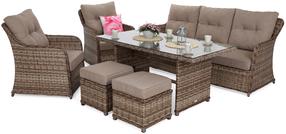 Lauko baldų komplektas Bergamo, rudas/šviesiai ruda, 7 vietų