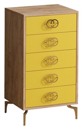 Komoda Kalune Design Nyce 811MDD4120, aukso/ąžuolo/geltona, 40 cm x 50 cm x 103 cm