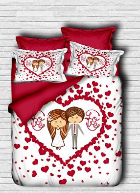 Patalynės užvalkalų komplektas Mijolnir 178PRL2009, baltas/raudonas, 200 x 220 cm