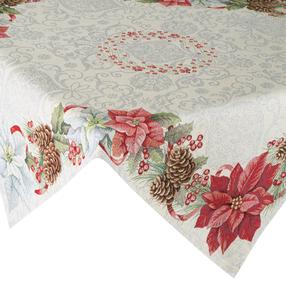 Kalėdinė staltiesė kvadratinė OSB-158, sidabro/raudona, 100 x 100 cm