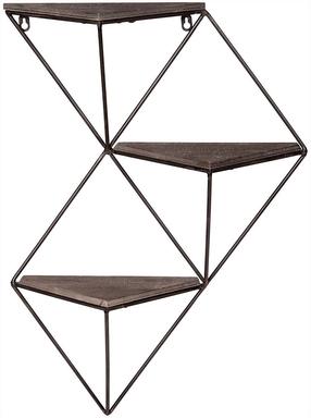 Sieninė lentyna Kalune Design WR044, juoda/riešuto, 45 cm x 13 cm x 34 cm