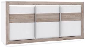 Komoda Forte Canne CQNK231B-C141, ąžuolo/balta, 53 cm x 192.7 cm x 98.2 cm