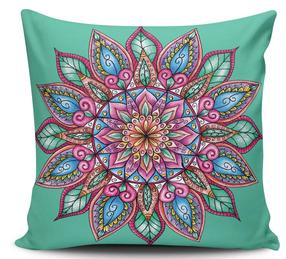 Dekoratyvinė pagalvėlė Mioli Decor Mandala, žalia/įvairių spalvų, 43 cm x 43 cm