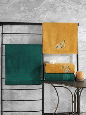  Vonios rankšluosčių rinkinys Foutastic Hamam 338CTN1504, geltonas/žalias, 150 cm x 90 cm, 4 vnt.