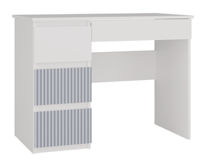Rašomasis stalas su stalčiais Mijas Arteso Left, baltas/šviesiai mėlynas