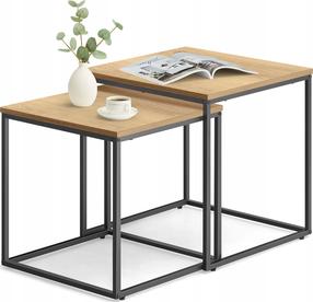 Kavos staliukų komplektas Leobert, rudas/juodas, 45 - 50 cm, 2 vnt.