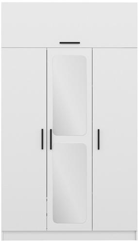 Spinta Kalune Design Kale 3 255, balta, 52 cm x 135 cm x 255 cm, su veidrodžiu