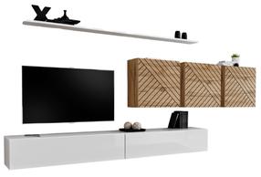 Svetainės baldų komplektas ASM Switch VII, vidaus, balta/wotan ąžuolo