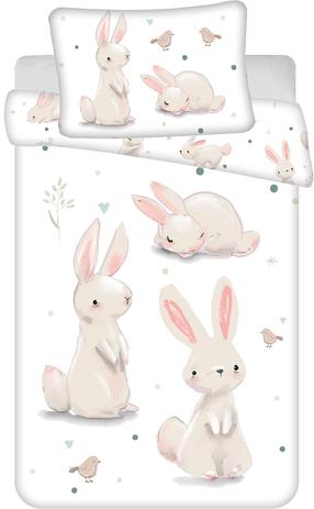 Kūdikių patalynės komplektas Bunnies 24BS043, 100 x 135 cm, balta/šviesiai smėlinė