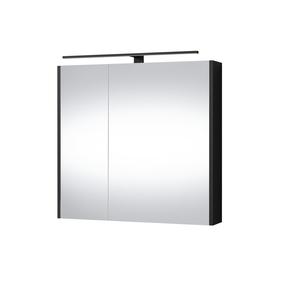 Pakabinama vonios spintelė su veidrodžiu Domoletti Gold Craft, juoda, 15 cm x 71.8 cm x 67.7 cm