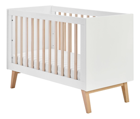 Kūdikio lovytė viengulė Pinio Swing 034-010-310, balta/medžio, 60 x 120 cm, be patalynės dėžės, be čiužinio