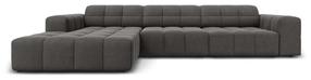 Kampinė sofa Micadoni Home Jennifer Velvet, tamsiai pilka, kairinė, 284 x 166 cm x 70 cm