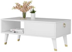 Kavos staliukas Kalune Design Delux, baltas, 90 cm x 45 cm x 42.4 cm