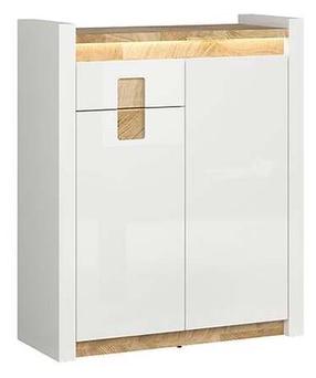 Komoda Alameda S420-KOM2D1S-BIP/DWM/BIP, ąžuolo/balta, 92 cm x 37 cm x 110.5 cm