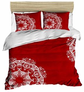 Kalėdinis patalynės užvalkalų komplektas Mijolnir 178PRL2072, baltas/raudonas, 200 x 220 cm