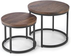 Kavos staliukų komplektas Oreo, juoda/riešuto, 53 cm x 53 cm x 45 cm, 2 vnt.