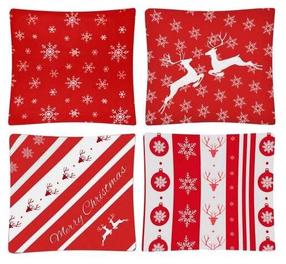 Kalėdinis dekoratyvinės pagalvėlės užvalkalas Ruhhy 24827, balta/raudona, 45 cm x 45 cm, 4 vnt.