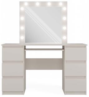 Kosmetinis staliukas Marina Kuba, šviesiai rožinė, 130 cm x 51 cm x 76 cm, su veidrodžiu