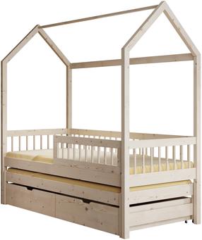 Vaikiška lova viengulė ADRK Artes House, pušies, 90 x 200 cm, su patalynės dėže, su čiužiniu