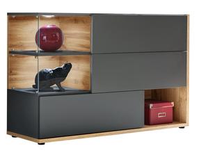 Komoda ASM Silk Silk, antracito/ąžuolo, 120 cm x 40 cm x 77 cm