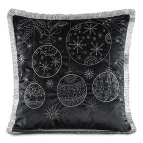 Kalėdinis dekoratyvinės pagalvėlės užvalkalas 118A, sidabro/juoda, 45 cm x 45 cm