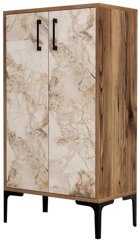 Batų dėžė Kalune Design Prag 845HCT4111, balta/ruda/smėlio ruda, 35 cm x 60 cm x 111 cm