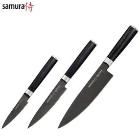 Virtuvinių peilių komplektas Samura MO-V Stonewash Set 3x universal knives (Chefs, Univesal, Paring), 3 vnt.