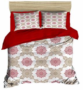 Kalėdinis patalynės užvalkalų komplektas Mijolnir 178PRL1192, balta/raudona/rožinė, 160 x 220 cm