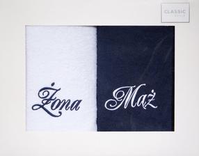 Vonios rankšluosčių rinkinys Husband/ Wife RH-33, balta/tamsiai mėlyna, 140 cm x 70 cm, 2 vnt.