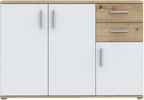 Komoda Forte IKLK232-C830, balta/rusva, 119.6 cm x 31.4 cm x 81.7 cm