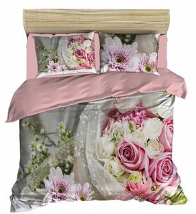 Patalynės užvalkalų komplektas Mijolnir 178PRL2013, baltas/žalias/rožinis, 200 x 220 cm