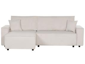 Kampinė sofa - lova Beliani Abacka, balta, kairinė, 247 x 147 cm x 90 cm