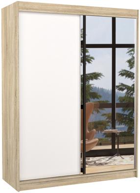 Spinta ADRK Jordi, balta/sonoma ąžuolo, 150 cm x 58 cm x 200 cm, su veidrodžiu