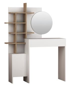 Kosmetinis staliukas Kalune Design Mup 855DTE4303, ąžuolo/balta, 35 cm x 105 cm x 151 cm, su veidrodžiu