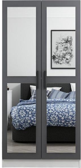 Spinta Kalune Design Kale 506MNR2156, antracito/balta, 90 cm x 52 cm x 190 cm, su veidrodžiu