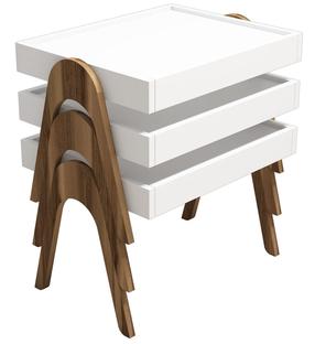 Žurnalinis staliukas Kalune Design Roma, balta/riešuto, 32 - 40 cm x 40 cm x 54.3 - 61.8 cm