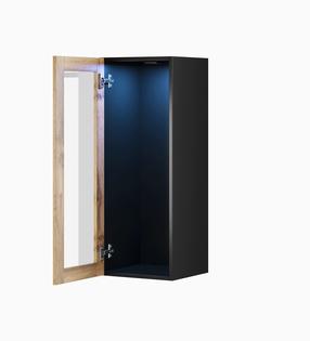 Sieninė lentyna Cama Meble Vigo, juoda/medžio, 35 cm x 32 cm x 90 cm