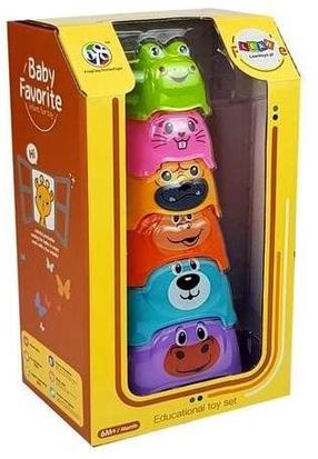 Lavinimo žaislas, formelių piramidė Lean Toys Animals, 24 cm, įvairių spalvų, 6 vnt.