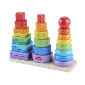 Medinė piramidė Fisher Price Stacking, 20.5 cm, įvairių spalvų