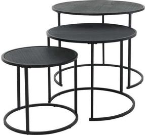 Kavos staliukų komplektas H&S, juodas, 55.5 cm x 55.5 cm x 44.5 cm, 3 vnt.