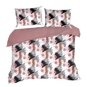 Kalėdinis patalynės užvalkalų komplektas PTR-13, baltas/juodas/rožinis, 160 x 200 cm