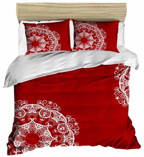Kalėdinis patalynės užvalkalų komplektas Mijolnir 178PRL1172, baltas/raudonas, 160 x 220 cm