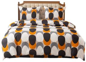 Patalynės užvalkalų komplektas PEB-1012, baltas/oranžinis/pilkas, 200 x 220 cm