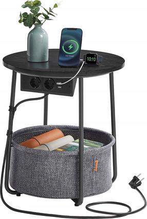 Kavos staliukas Vasagle, juodas/pilkas, 45 cm x 45 cm x 50 cm