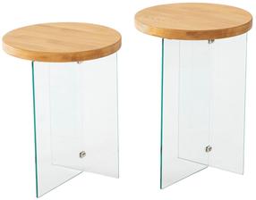 Kavos staliukų komplektas Kalune Design Serenity, ąžuolo/skaidri, 35 cm x 35 cm x 46 - 51 cm, 2 vnt.